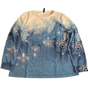 JustFashionNow Snowflake Long-Sleeve Shirt - Winter Sweater Top XXL